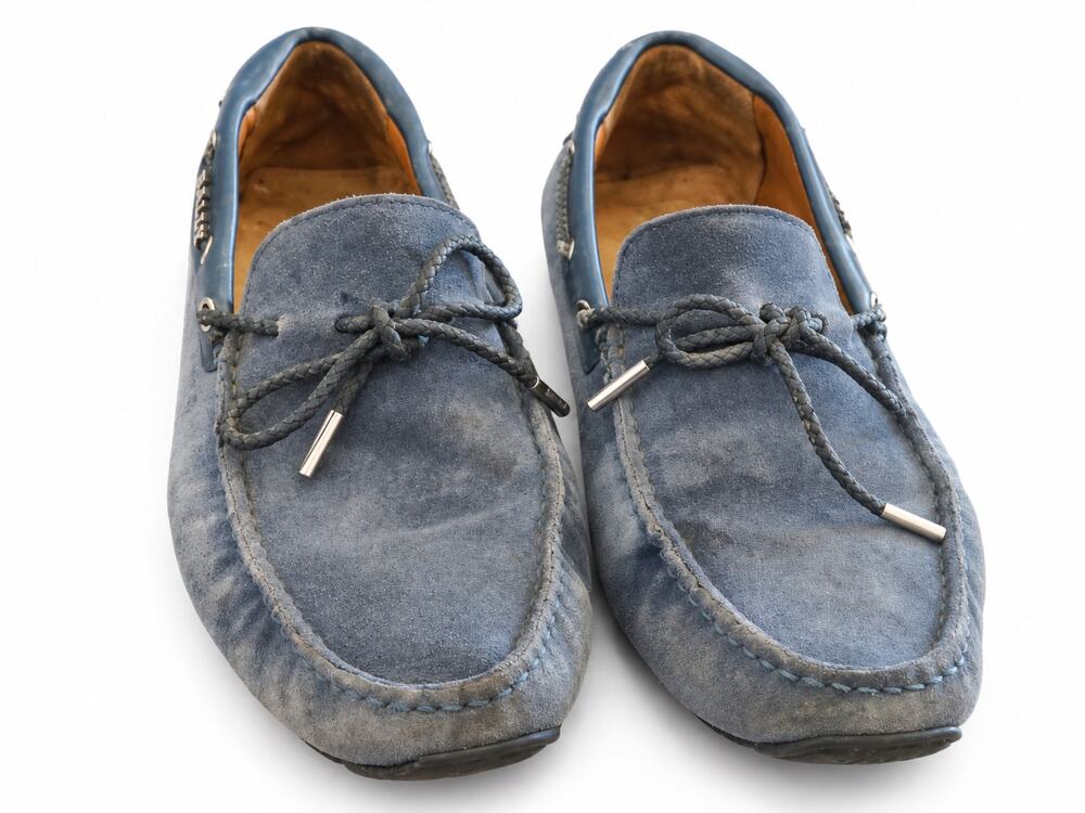 Bally Pindar Men’s 10.5 Blue Suede Driving Loafers Made in Italy